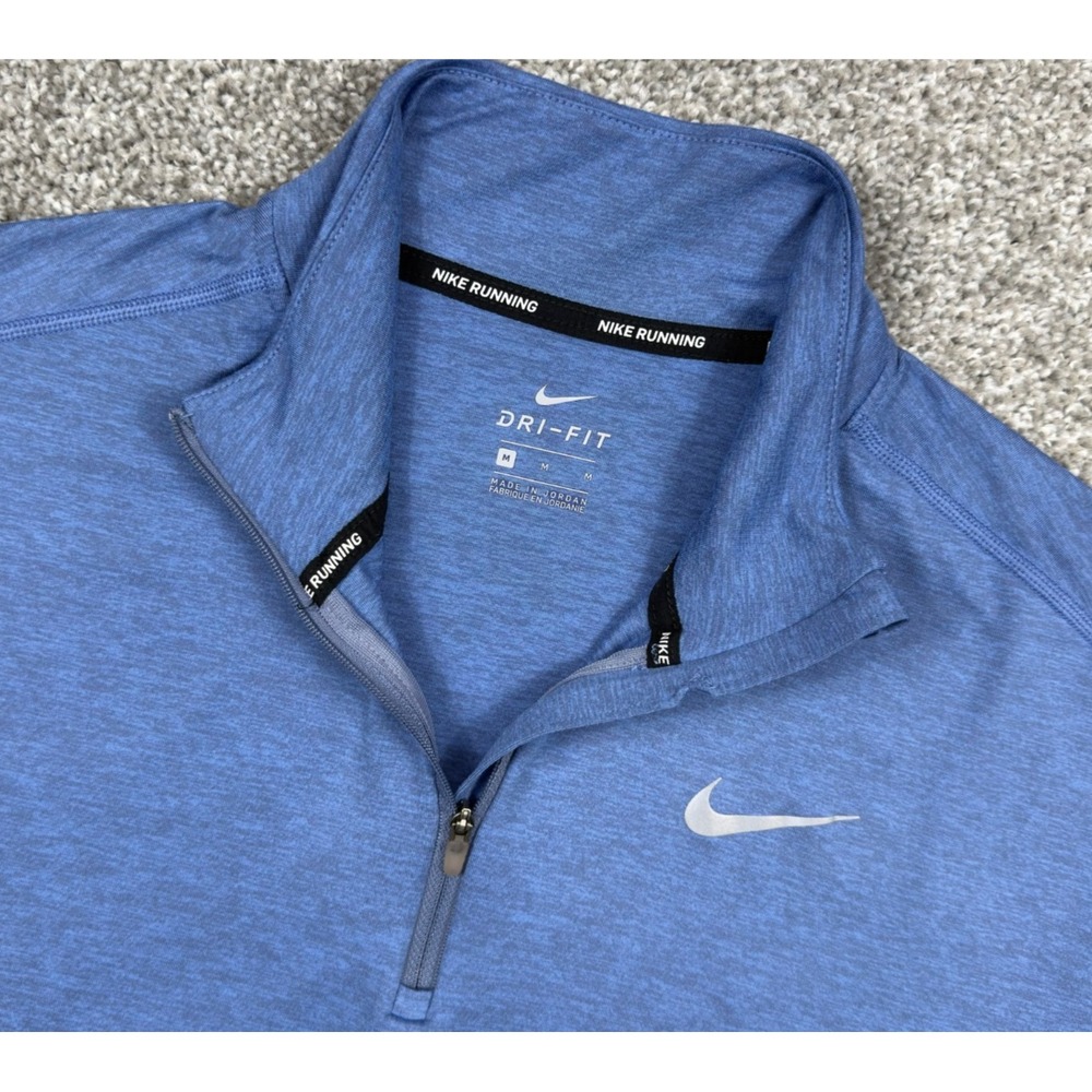 Nike Element Women's M Blue Dri-FIT 1/2 Zip Running Top Thumbholes Reflective